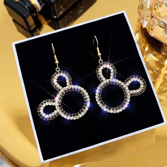 Crystal Mickey Mouse Dangle Earrings - Picture 4 of 16